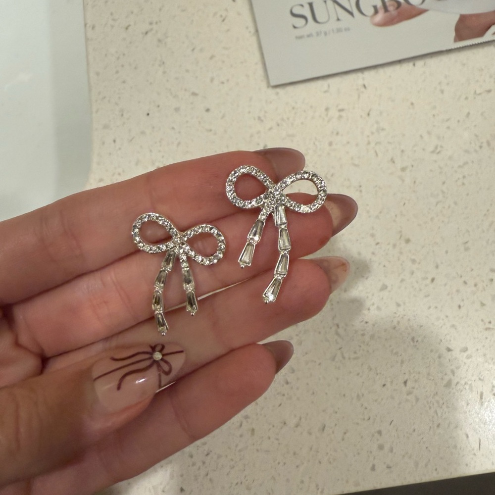 Elegant Silver Bow Earrings